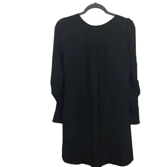 Bobeau Little Black Dress Sheer LBD With Pleats sz XS NWT Shift Dress Lined - Picture 4 of 14